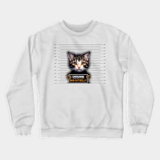 criminal cat mugshot kitty lover themed graphic design by ironpalette Crewneck Sweatshirt